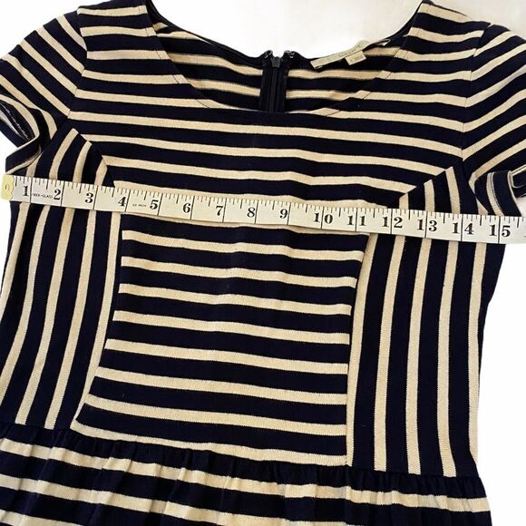 ANN TAYLOR Loft Navy&Tan Striped Tight Knit Dress - Picture 9 of 9